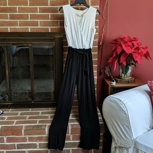 Calvin Klein White and Black Jumpsuit